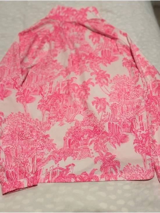 Lilly Pulitzer “Resort White Palm Beach Anniversary Toile” Quarter-Zip Pullover - Picture 4 of 4